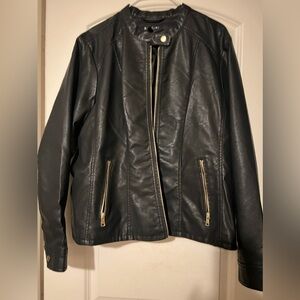 Faux leather jacket.